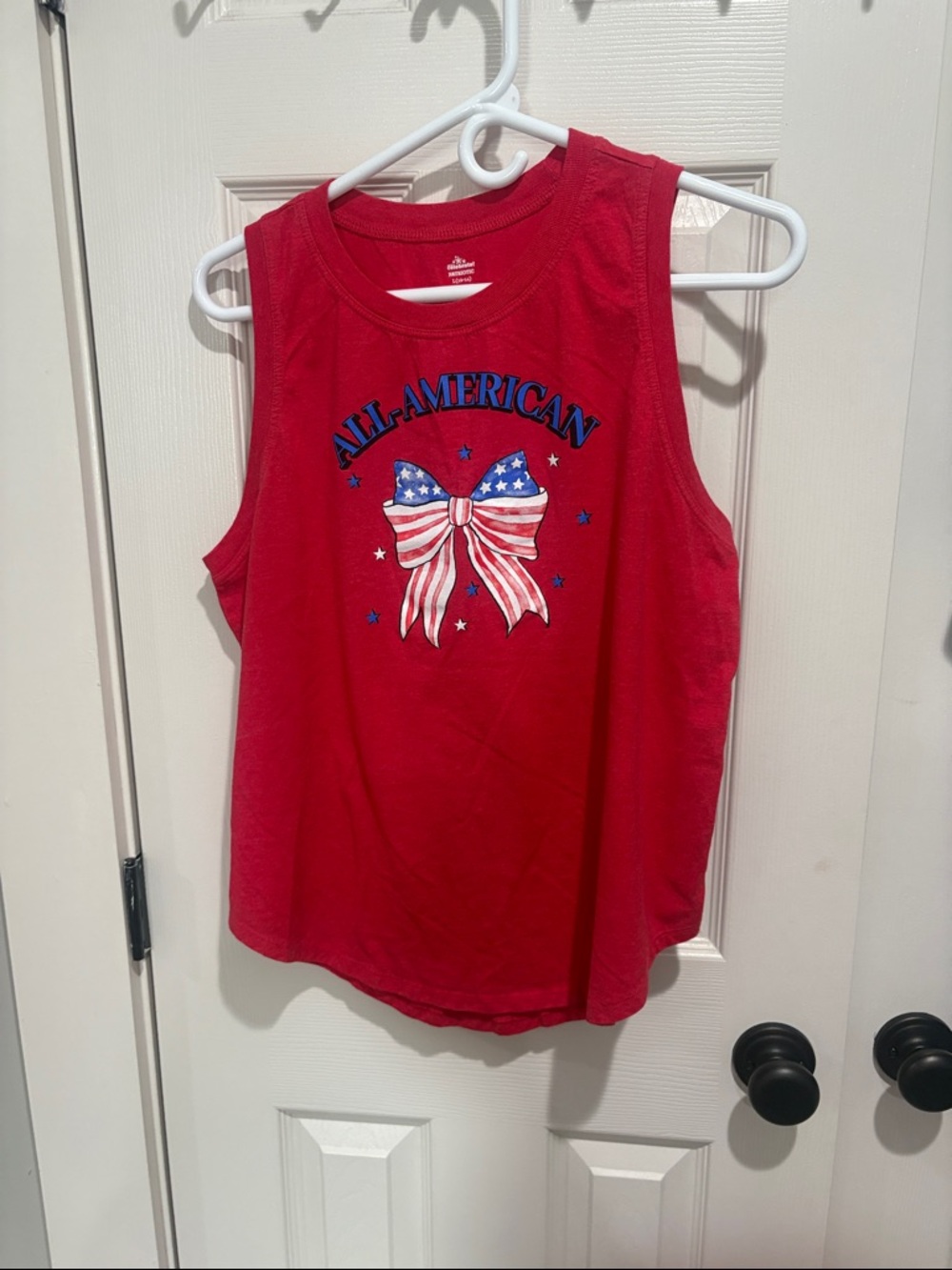 All-American Red Girls' Sleeveless Tank Top - Patriotic Bow